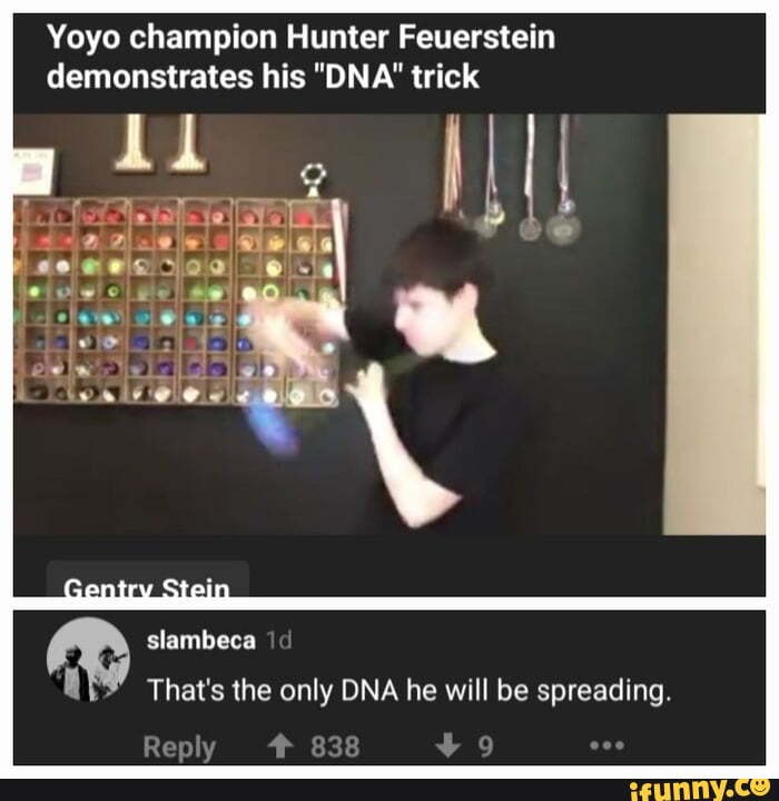 Yoyo champion Hunter Feuerstein demonstrates his "DNA" trick ag