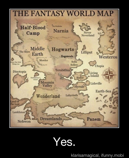 The Fantasy World Map Half Blood Camp Y To Narnia Middle Hogwarts Earth Hogemende P Terabithia Alley Hyrule I Wonderland Bra Yes