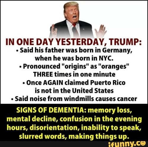 IN ONE DAY YESTERDAY, TRUMP: - Said His Father Was Born In Germany ...