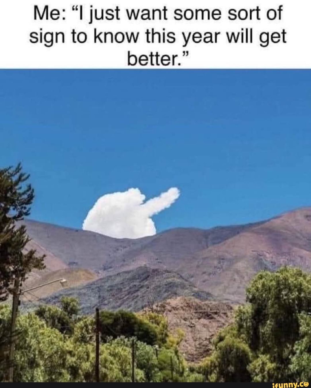 Me: "I just want some sort of
sign to know this year will get
better."