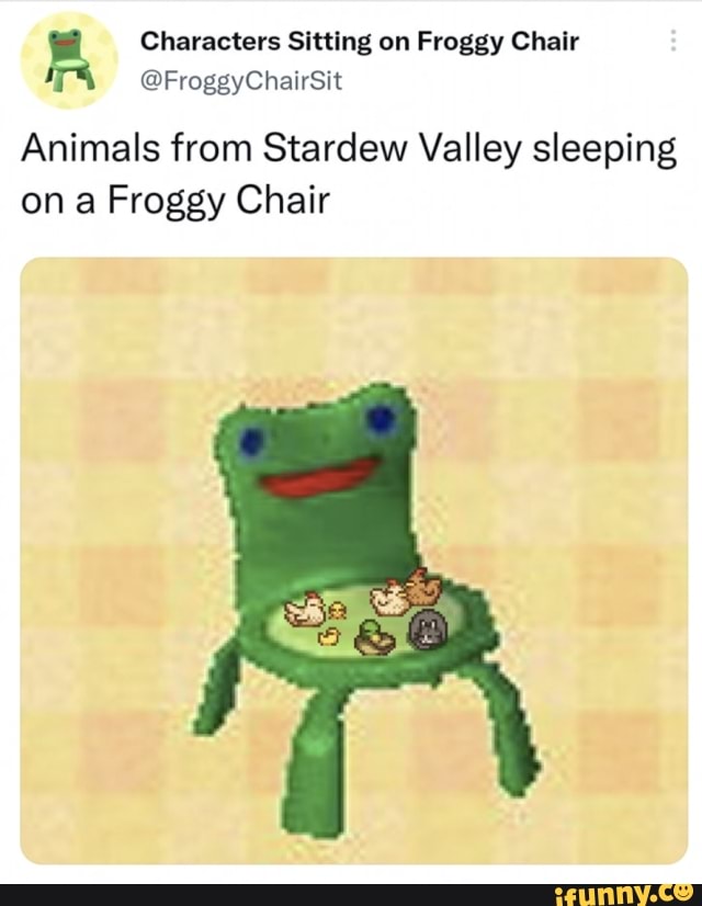 Characters Sitting on Froggy Chair @FroggyChairsit Animals from Stardew ...