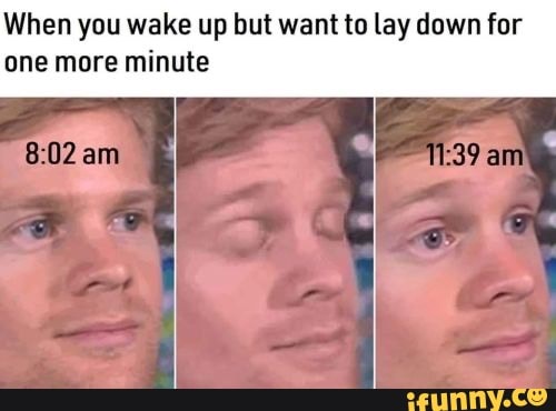 When you wake up but want to lay down for
one more minute