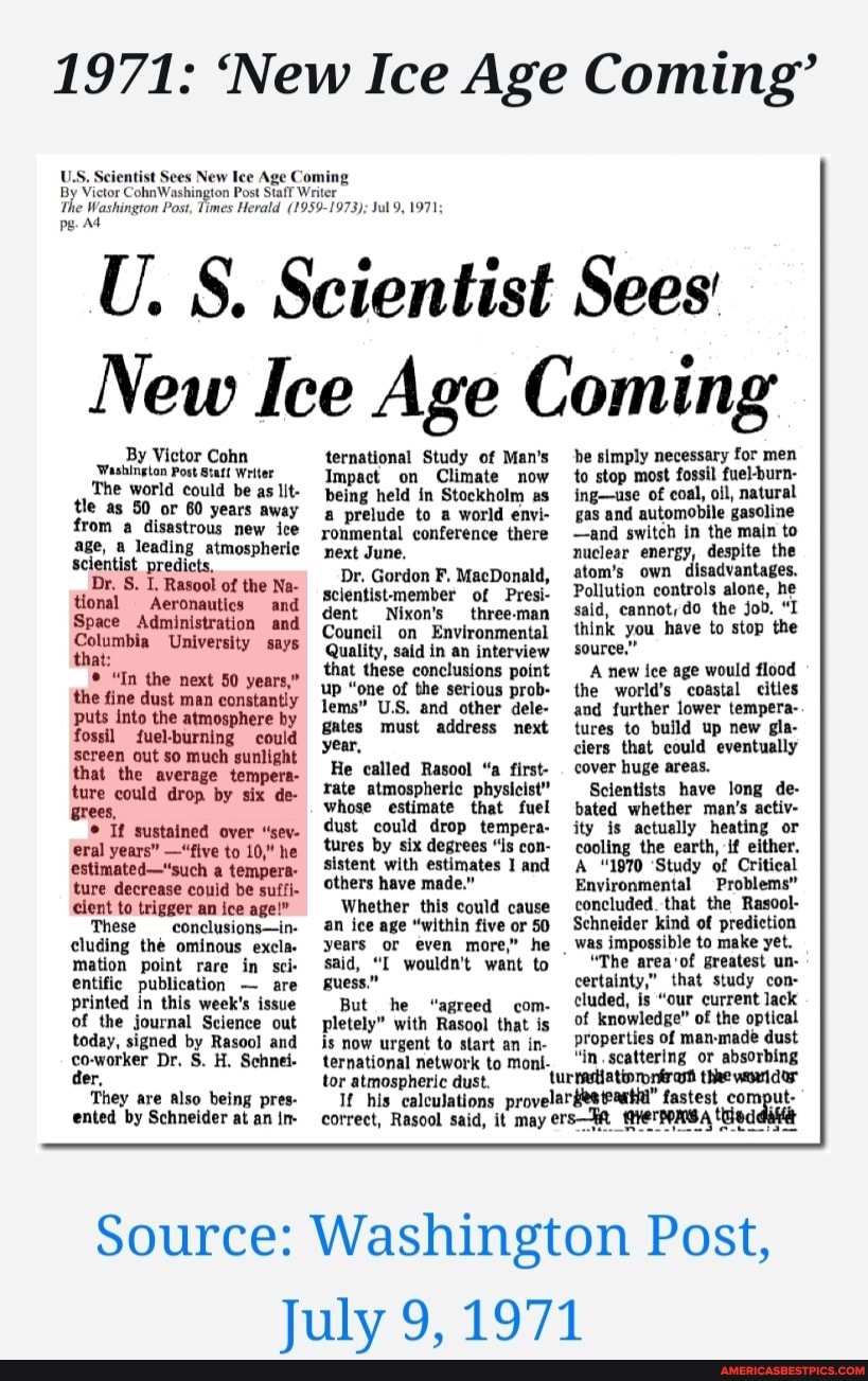 1971 'New Ice Age Coming' USS. Scientist Sees New Ice Age Coming By
