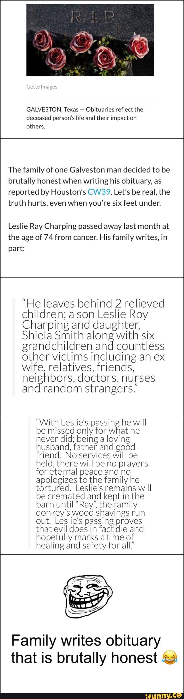 GALVESTON, Texas Obituaries reﬂect the deceased person’s life and