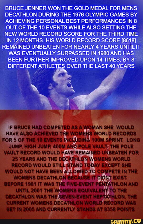 BRUCE JENNER WON THE GOLD MEDAL FOR MENS DECATHLON DURING THE 1976