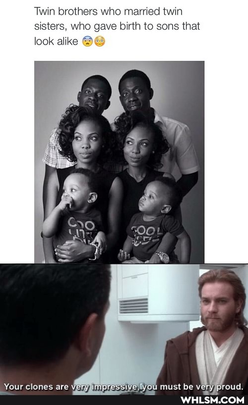Twin brothers who married twin sisters, who gave birth to sons that look alike
