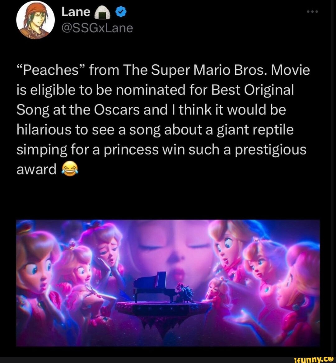 "Peaches" from The Super Mario Bros. Movie is eligible to be nominated