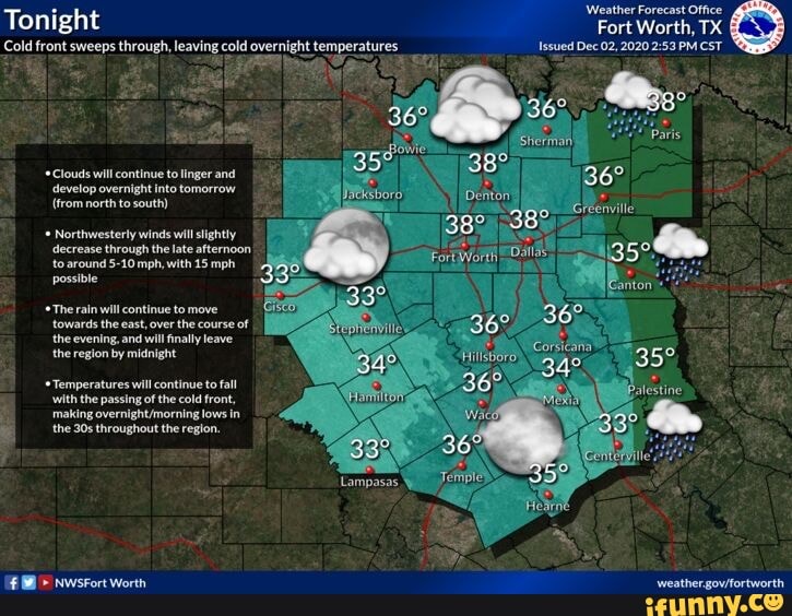 'Weather Forecast Office Tonight Fort Worth, TX Cold front sweeps