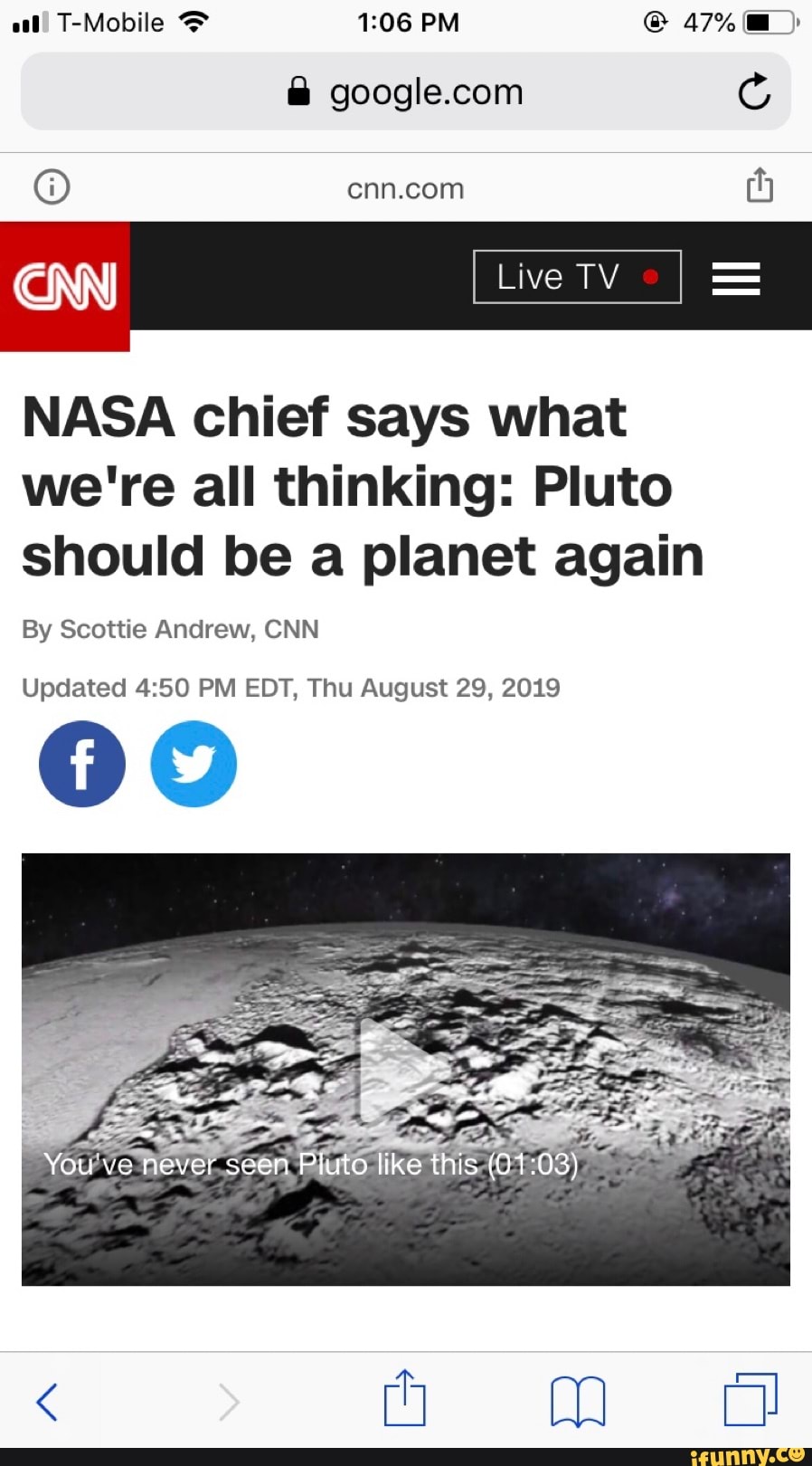 Nasa Chief Says What Were All Thinking Pluto Should Be A Planet Again By Scottie Andrew Cnn 8219