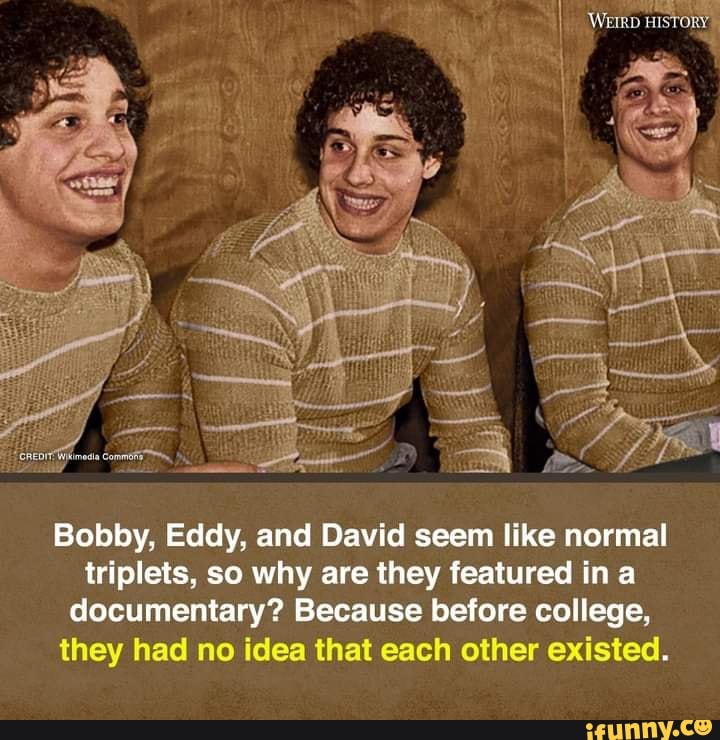 WEIRD HISTORY Bobby, Eddy, and David seem like normal triplets, so why are they featured in a
