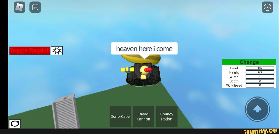 heaven here i come
Head
Height widh
Depth
WalkSpeed
Cannon Potion
DonorCape
