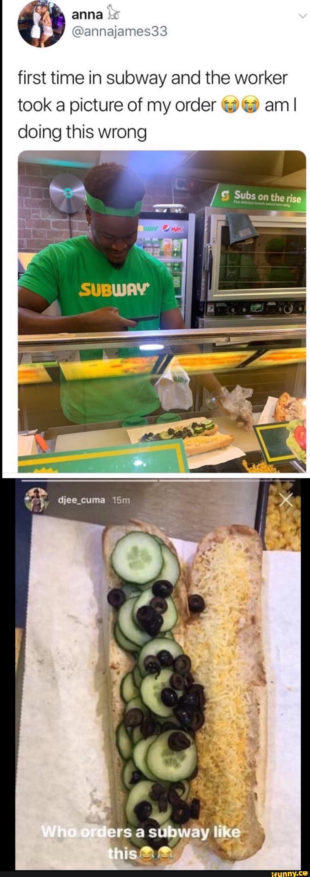 First time in subway and the worker took a picture of my order ;;;: am ...