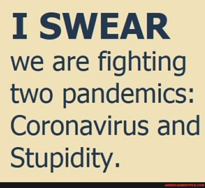 I SWEAR we are fighting two pandemics:
Coronavirus and
Stupidity.