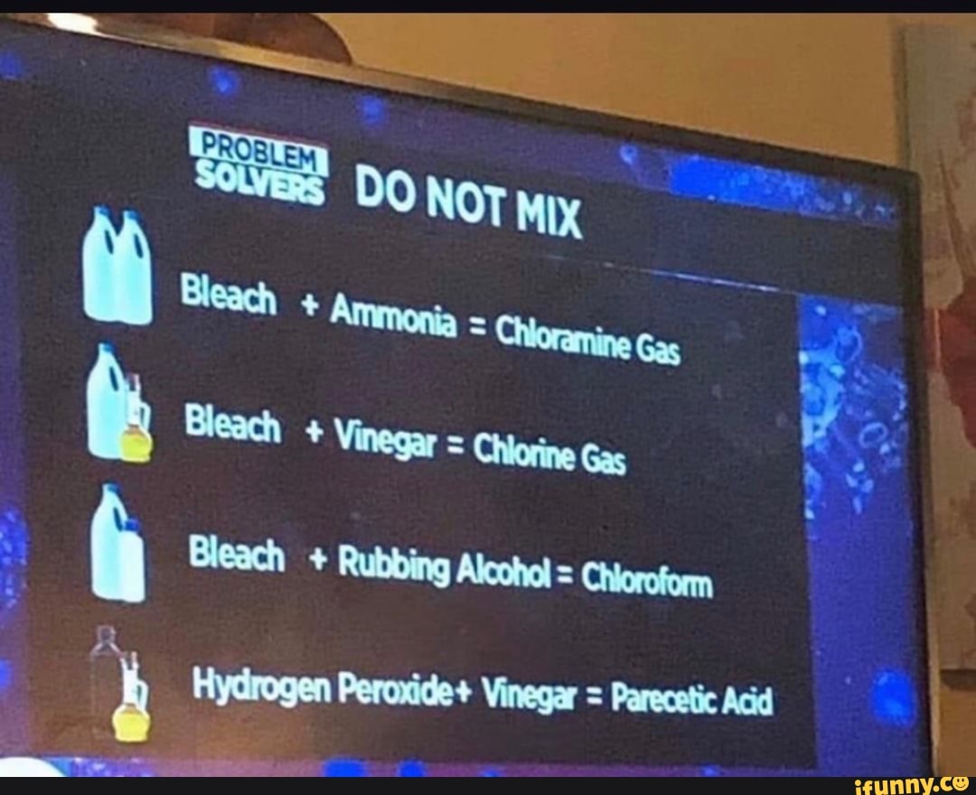 Hydrogen
(a Bleach Rubbing Alcohol = Chioroforn
= Parecetic Acid
Peroxide+ Vinegar