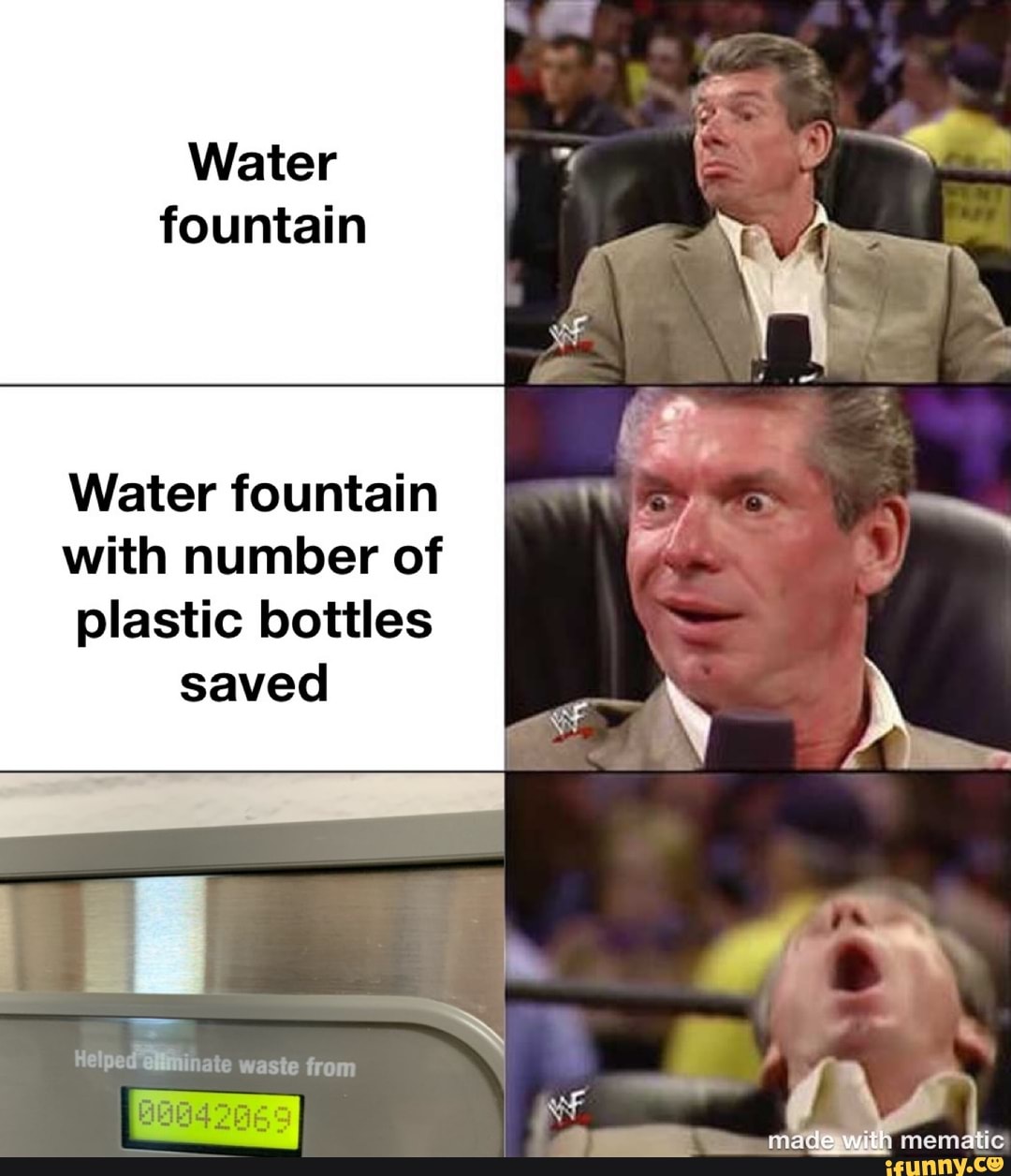 Water fountain Water fountain with number of plastic bottles saved