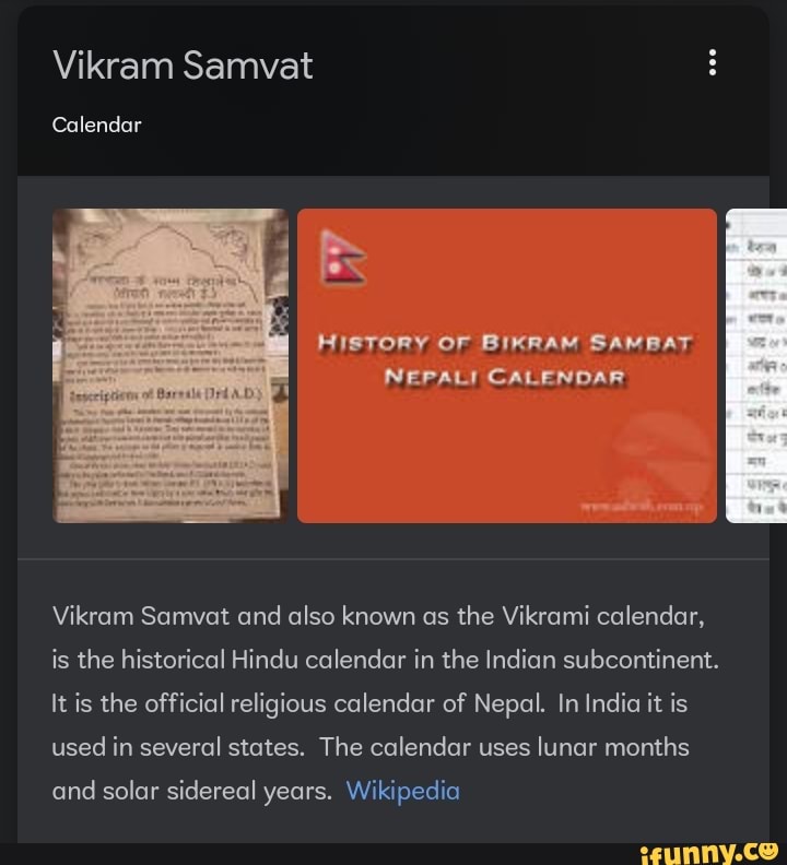 Vikram Samvat Calendar HISTORY OF BIKRAM SAMBAT NEPALI CALENDAR Vikram