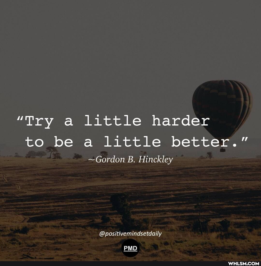 "Try a little harder
to be a little better."
~Gordon B. Hinckley
@positivemindsetdaily
PMD