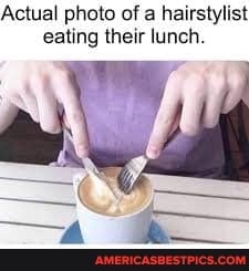 Actual photo of a hairstylist eating their lunch.