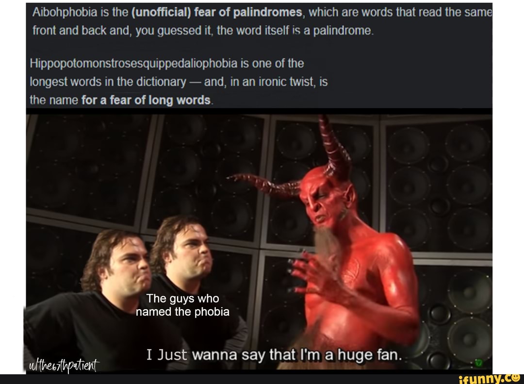 Aibohphobia is the (unofficial) fear of palindromes, which are words