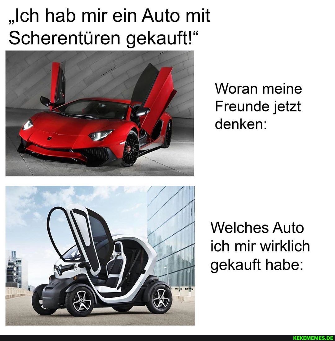 "Ich hab mir ein Auto mit
Scherentüren gekauft!"
Woran meine
Freunde jetzt denken:
Welches Auto ich mir wirklich gekauft habe: