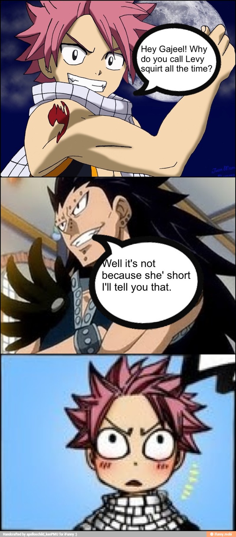 Hey Gajeel! Why
do you call Levy
Wea
squirt all the time?