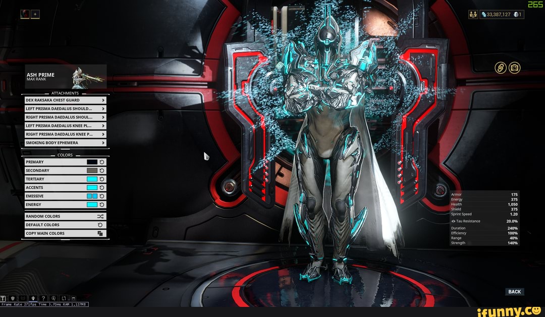 Ash 33,387,127 &1 ASH PRIME MAX RANK, ATTACHMENTS COLORS SECONDARY
