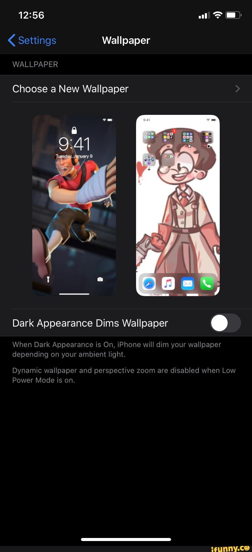 Settings Wallpaper Dark Appearance Dims Wallpaper O iFunny