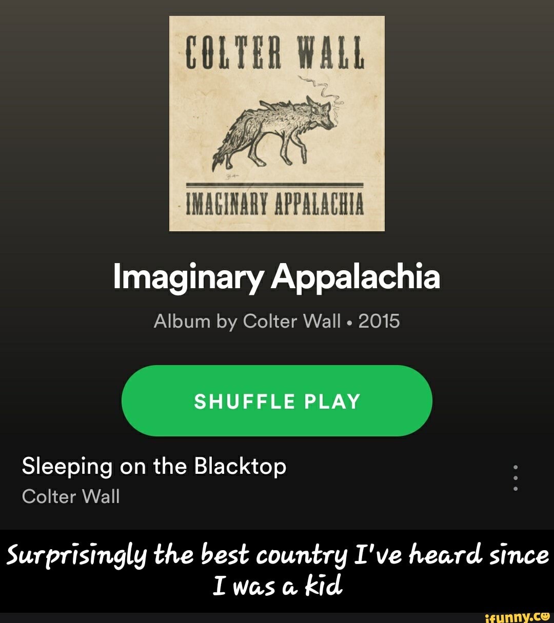 COLTER WALL
AX
Imaginary Appalachia
Album by Colter Wall 2015
Sleeping on the Blacktop
Colter Wall
Surprisingly the best country I've heard since
ASR To! - Surprisingly the best country I've heard since I was a kid