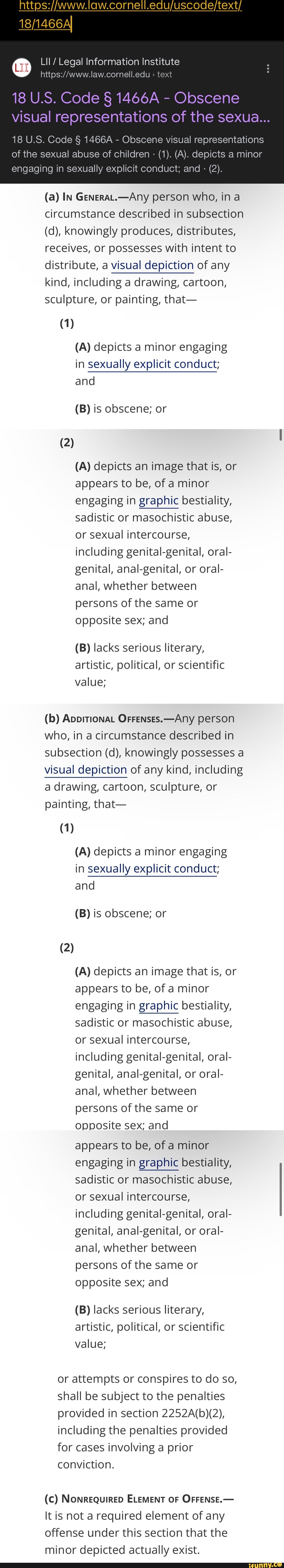 LIl / Legal Information Institute > text 18 U.S. Code 1466A - Obscene  visual representations of the sexua... 18