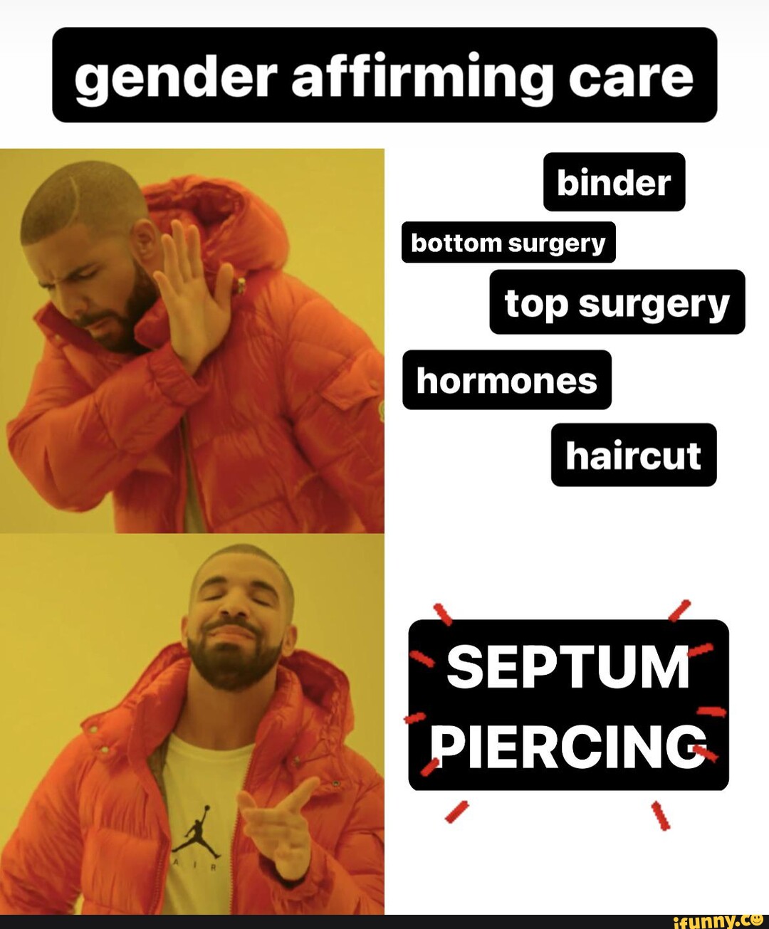 I feel SO dysphoric without my septum piercing gender affirming care