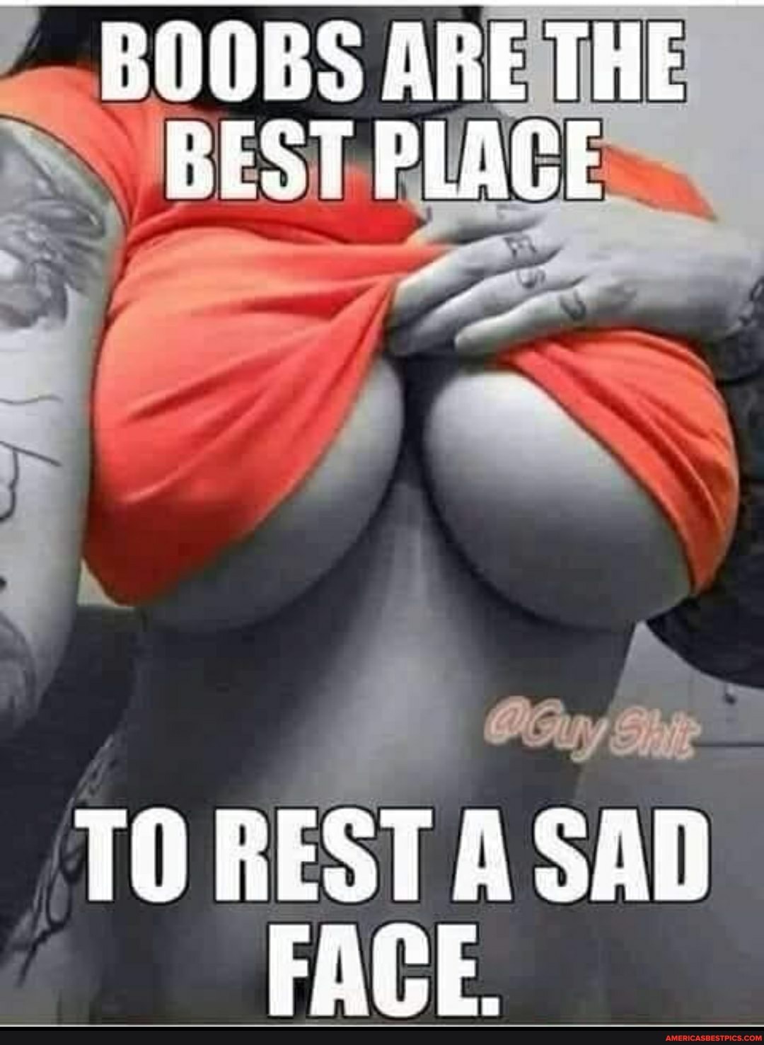 BOOBS EST. PLACE
TO REST A SAD FACE.
