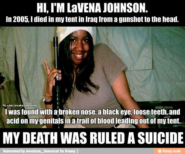 In 2005, I died in my tent in Iraq from a gunshot to the head.
'Iwas found with
fi abroken cacti
eye, loose teeth, and
"acid on my
genitals ina trailot blood leating Out of my tent.
MY DEATH WAS RULED A SUICIDE