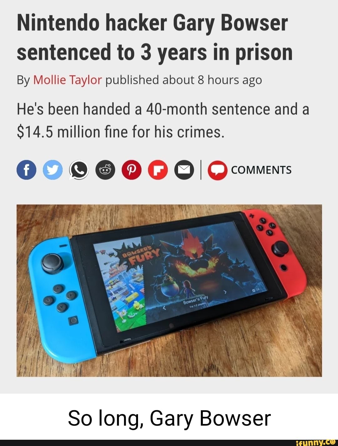 Nintendo Hacker Gary Bowser Sentenced To 3 Years In Prison By Mollie Taylor Published About 8 1128