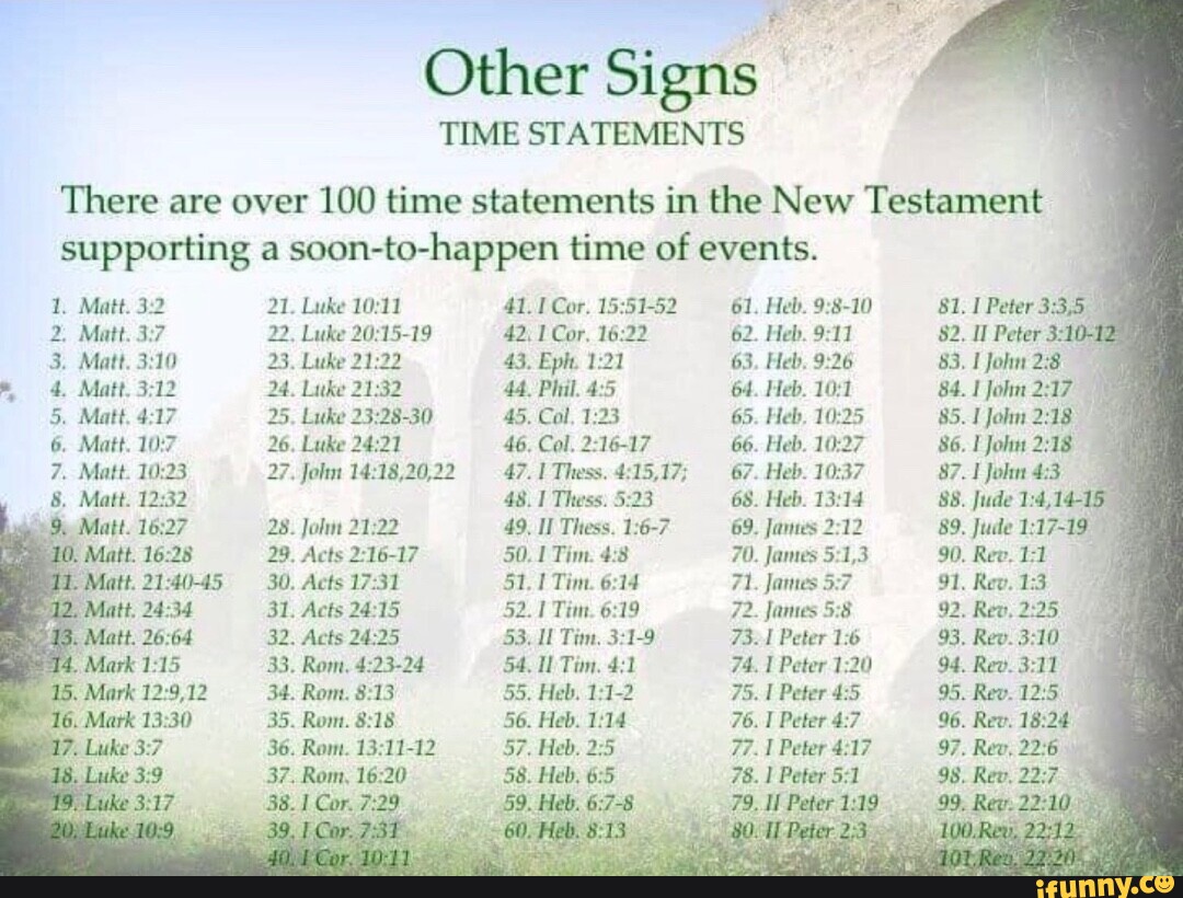 Other Signs TIME STATEMENTS There Are Over 100 Time Statements In The other-signs-time-statements-there-are-over-100-time-statements-in-the