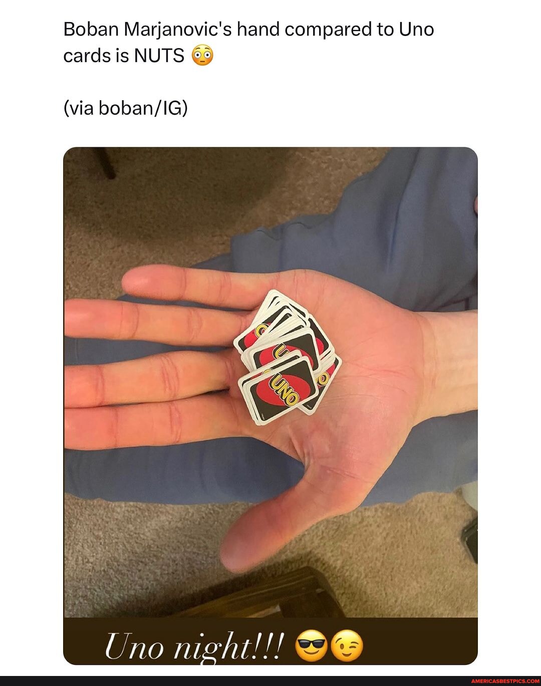 Are UNO cards in Boban Marjanovic's giant hand REALLY that tiny