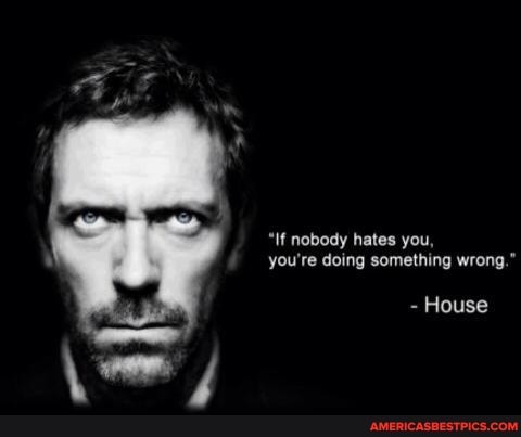 "If nobody hates you, you're doing something wrong
- House