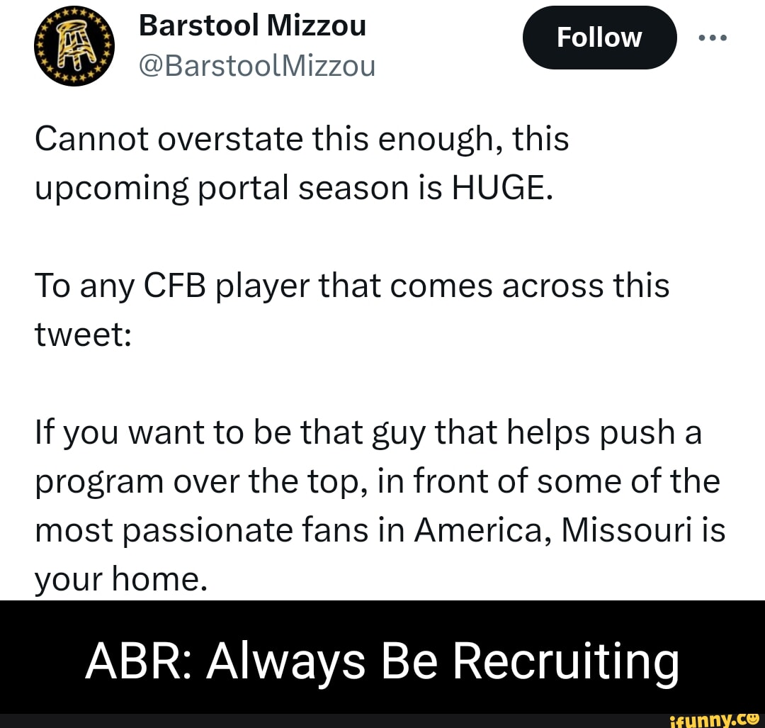 Barstool Mizzou BarstoolMizzou Follow Cannot overstate this enough
