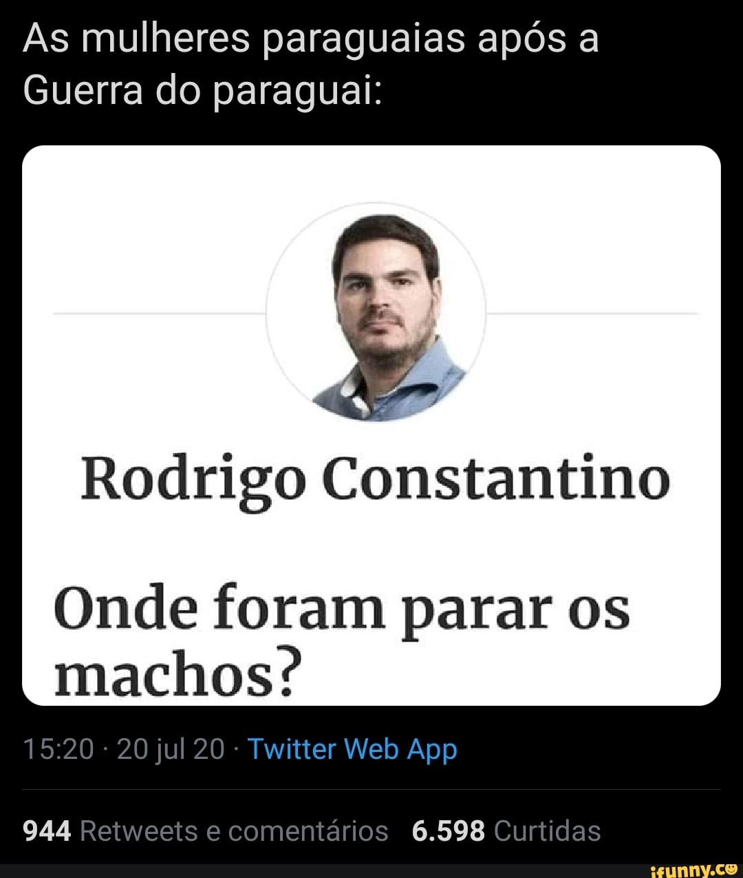 As mulheres paraguaias após a
Guerra do paraguai:
Rodrigo Constantino
Onde foram parar os machos?
6.598