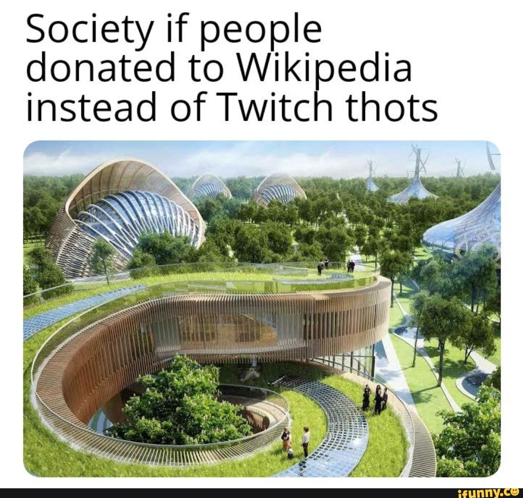 Society if people
donated to Wikipedia
instead of Twitch thots
