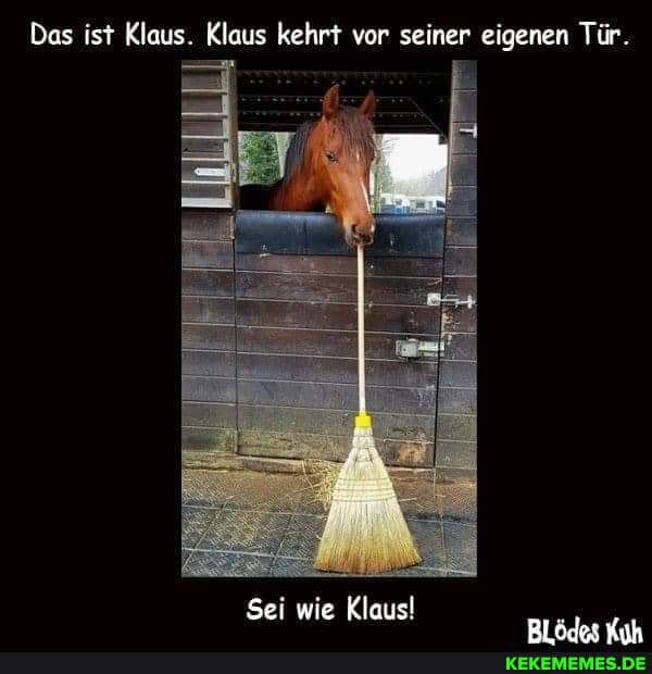 Das ist Klaus. Klaus kehrt vor seiner eigenen Tür
aus!
Sei wie Klaus!