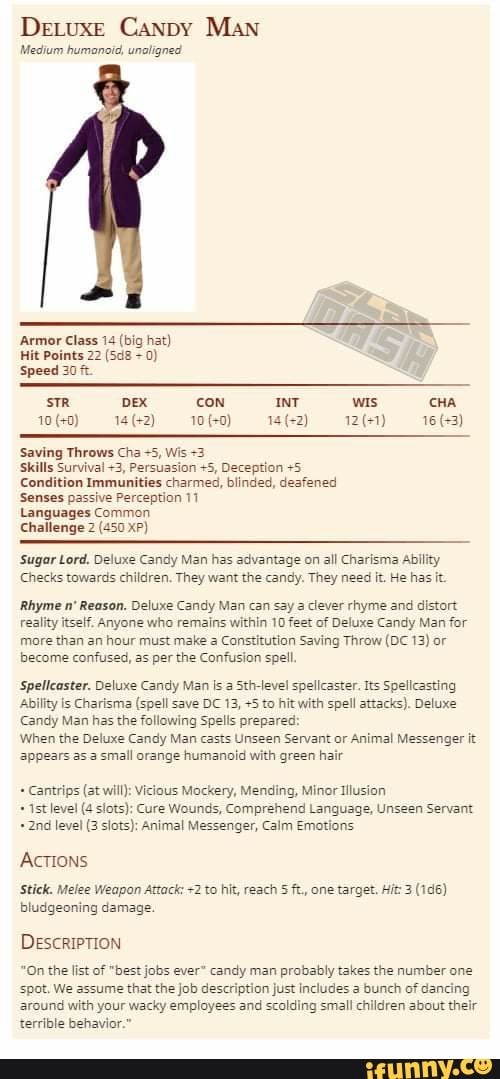 Detuxe Canpy Man Medium humanoid, unaligned Armor Class 14 (big hat