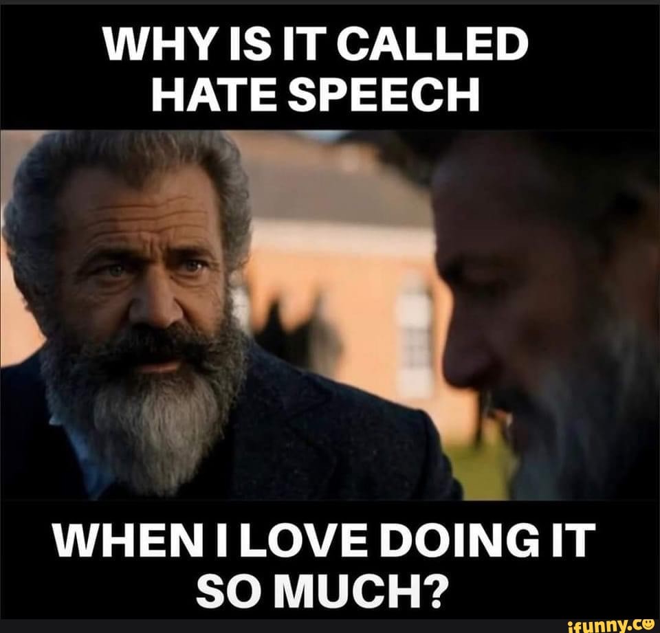 WHY IS IT CALLED HATE SPEECH WHEN LOVE DOING IT SO MUCH? - iFunny