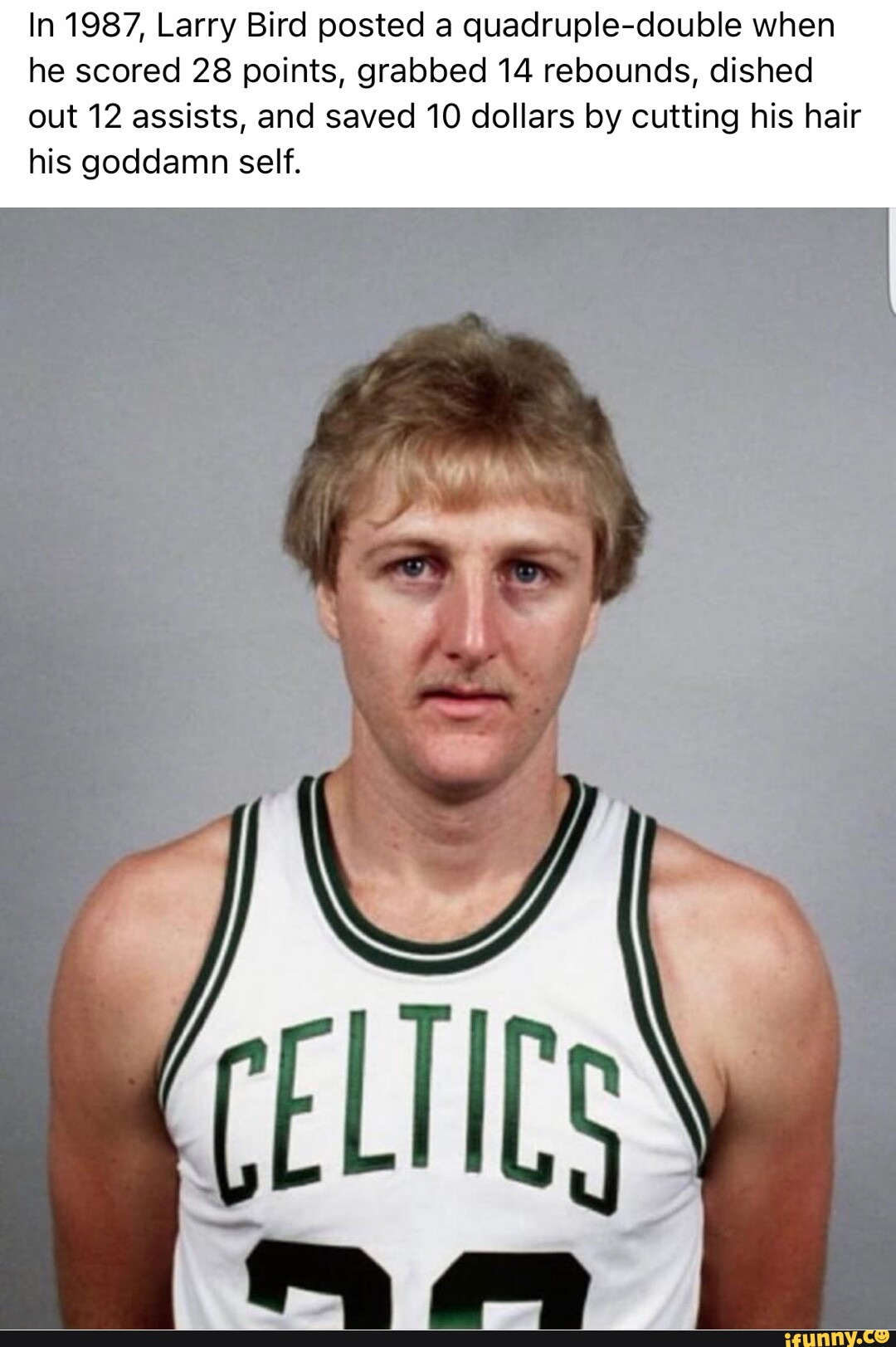 In 1987, Larry Bird posted a quadrupledouble when he scored 28 points