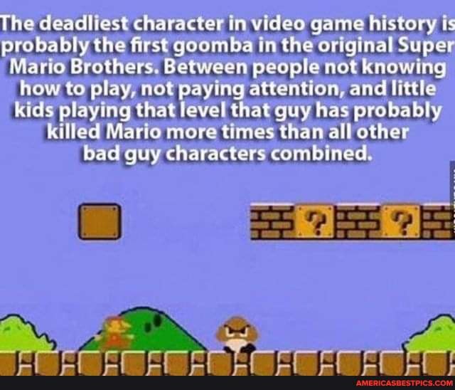 First Goomba The deadliest character in video game history is probably the first ...