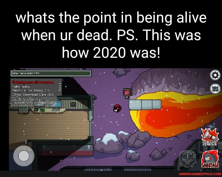 whats the point in being alive when ur dead. PS. This was how 2020 was!