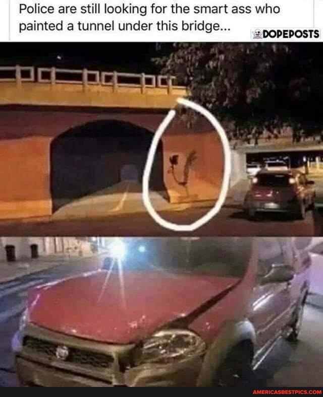 Police are still looking for the smart ass who painted a tunnel under this bridge...