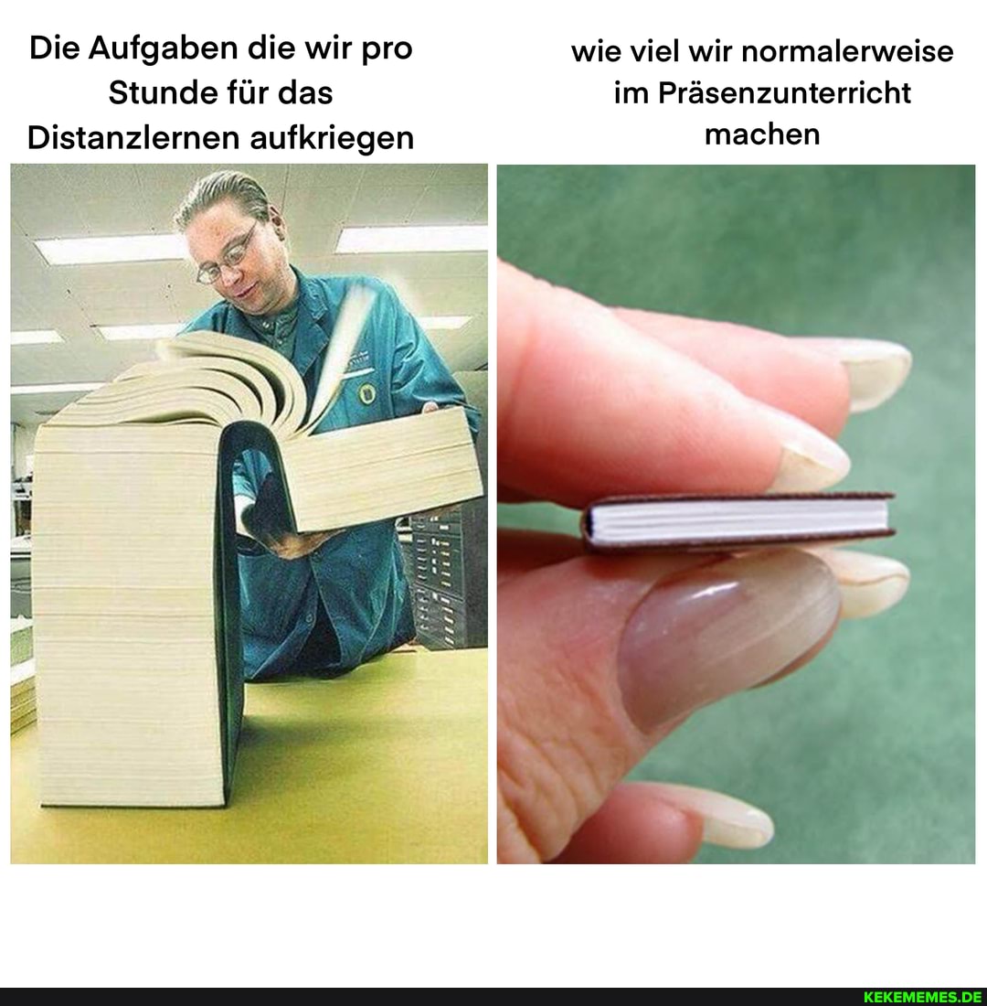 Die Aufgaben die wir pro wie viel wir normalerweise
Stunde für das im Präsenzunterricht
Distanzlernen aufkriegen machen