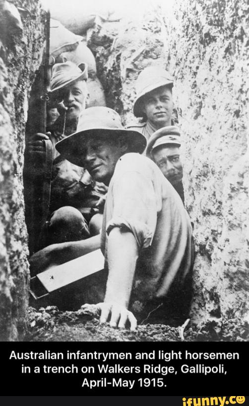 Australian Infantrymen And Light Horsemen In A Trench On Walkers Ridge ...