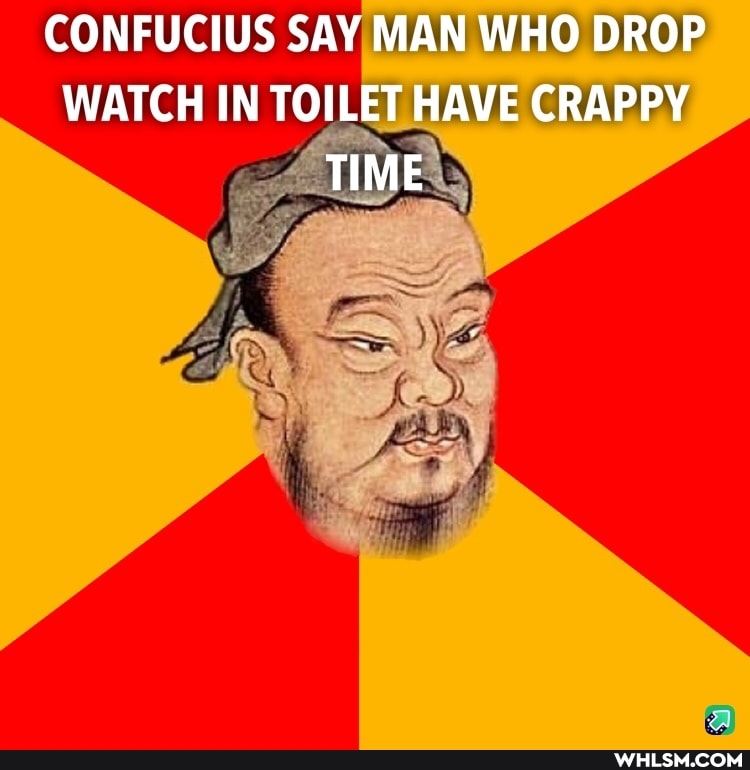 CONFUCIUS SAY MAN WHO DROP WATCH IN TOILET HAVE CRAPPY TIME