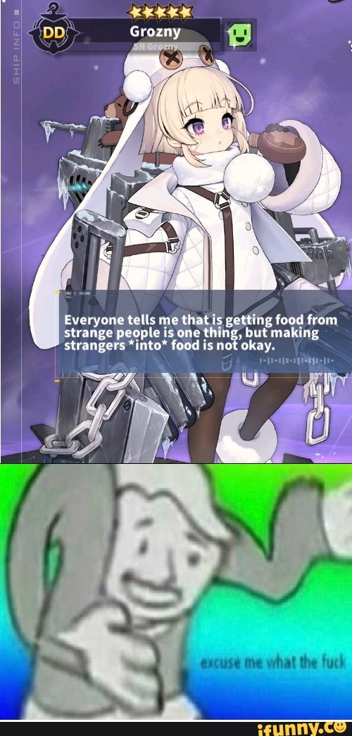 Everyone tells me that is getting food from
strange people is one thing, but making
strangers *into* food is noi okay.